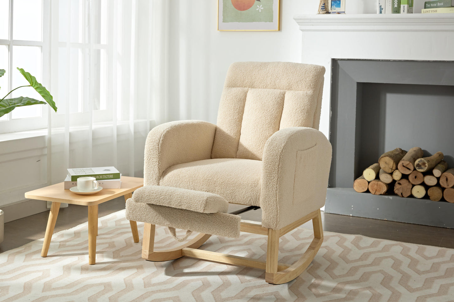 Parker II Modern Accent Rocking Chair - Beige