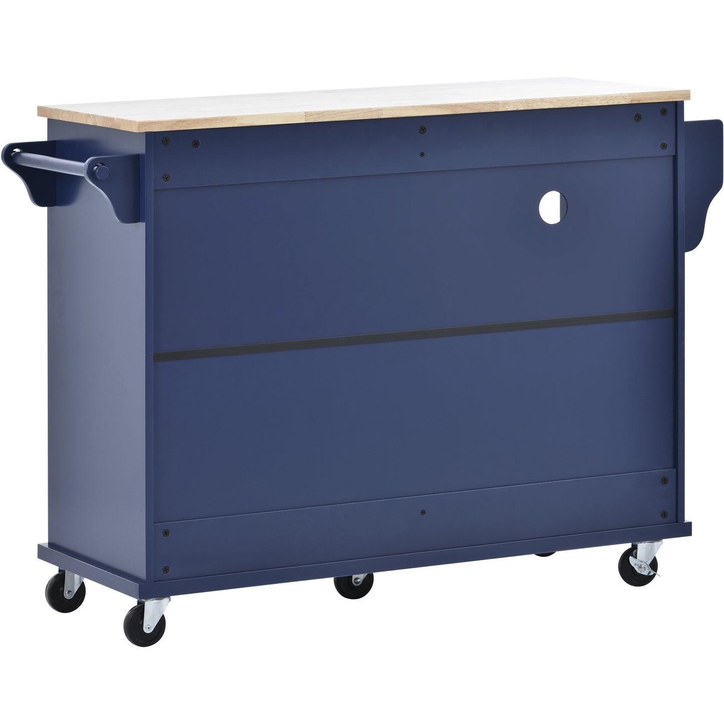 Retro Kitchen Island Cart with Storage Cabinet -Dark blue