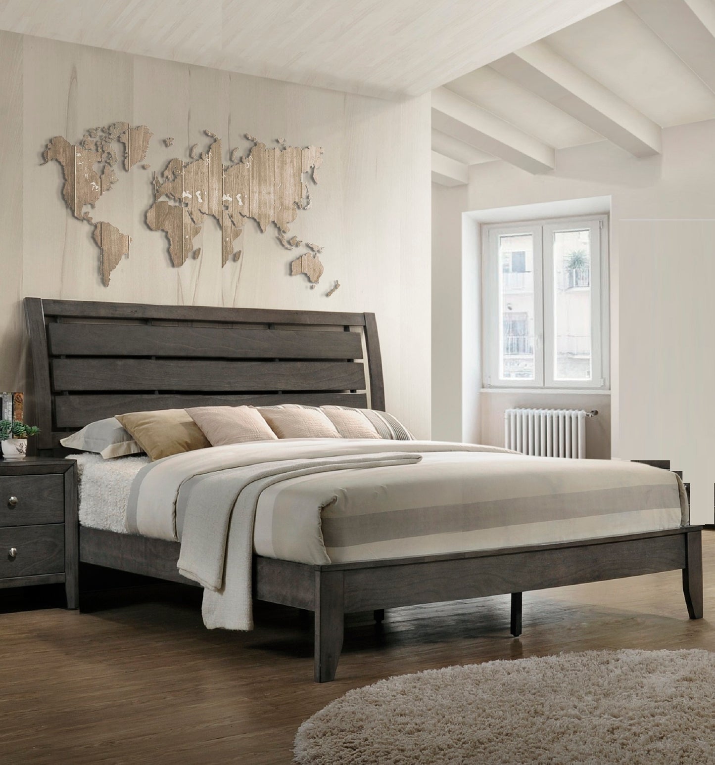 Winston Queen Size Bed - Gray