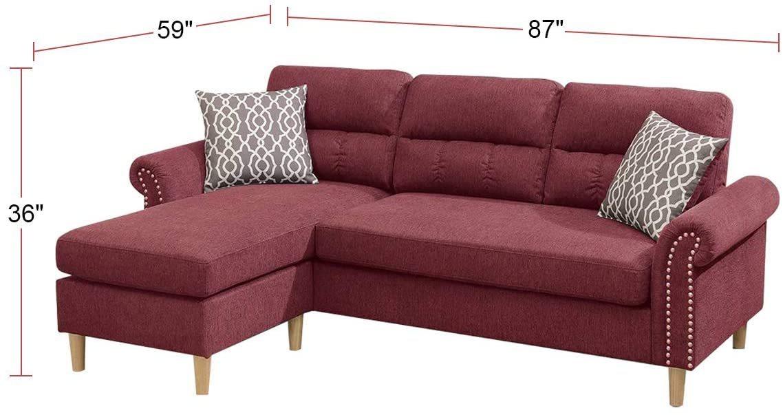 Esme Reversible Sectional Sofa Set  - Red