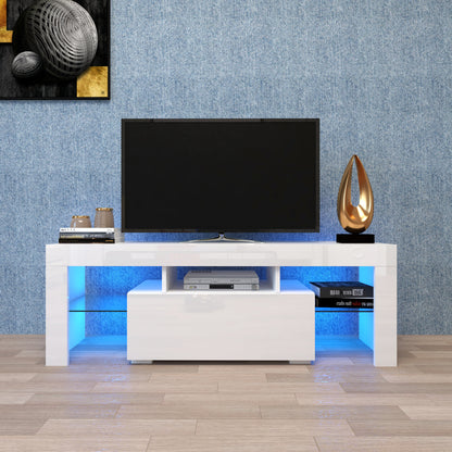 Prime Entertainment TV Stand with LED Light TV - White