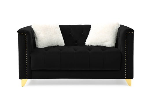 Jayden Velvet Loveseat - Black