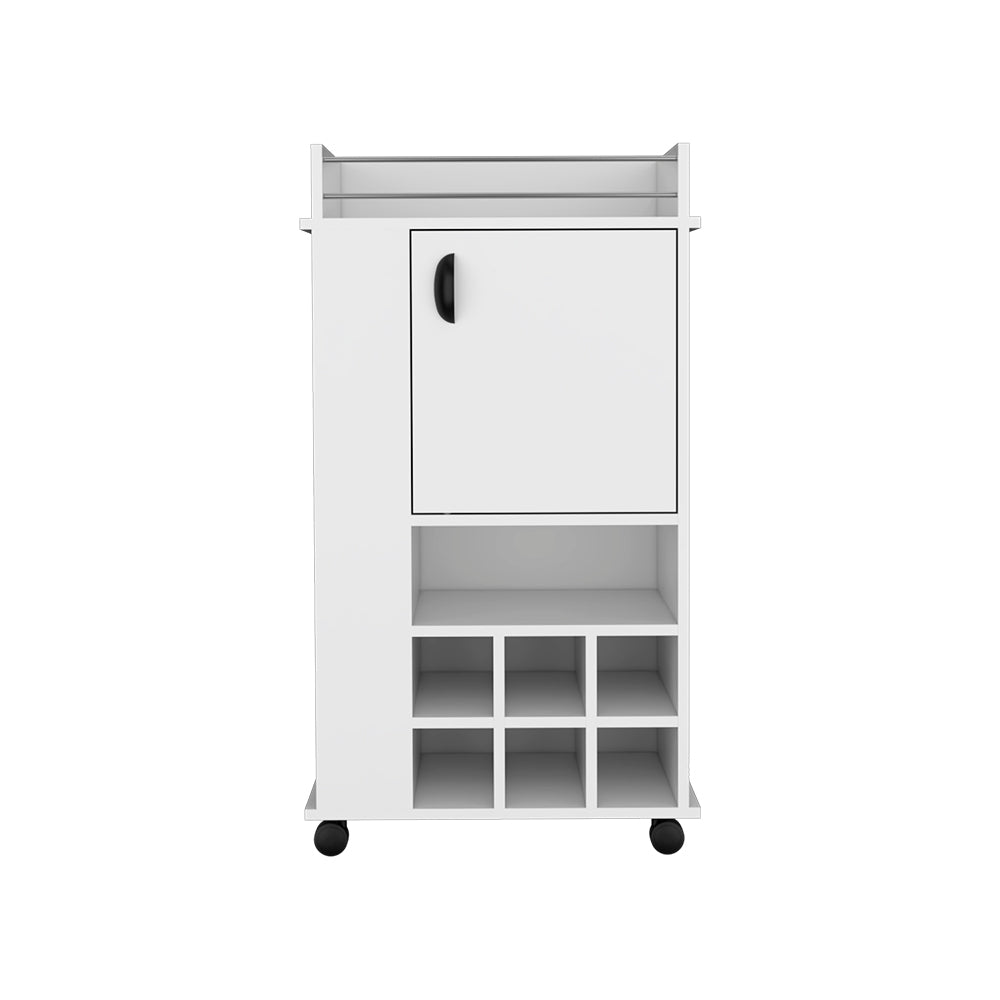 Six Wine Cubbies Bar Cart - White