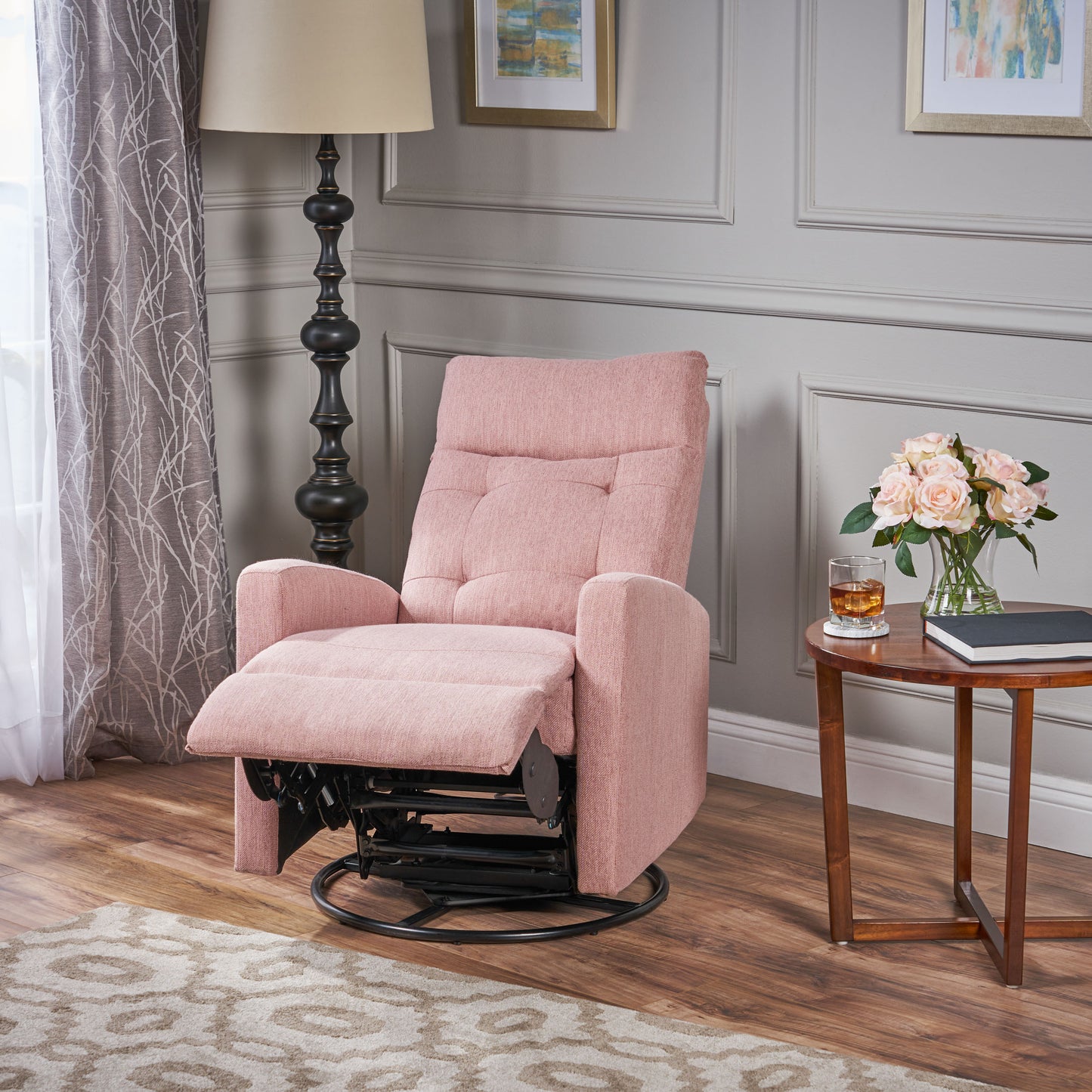 Dash one Recliner Chair with Swivel - Blush