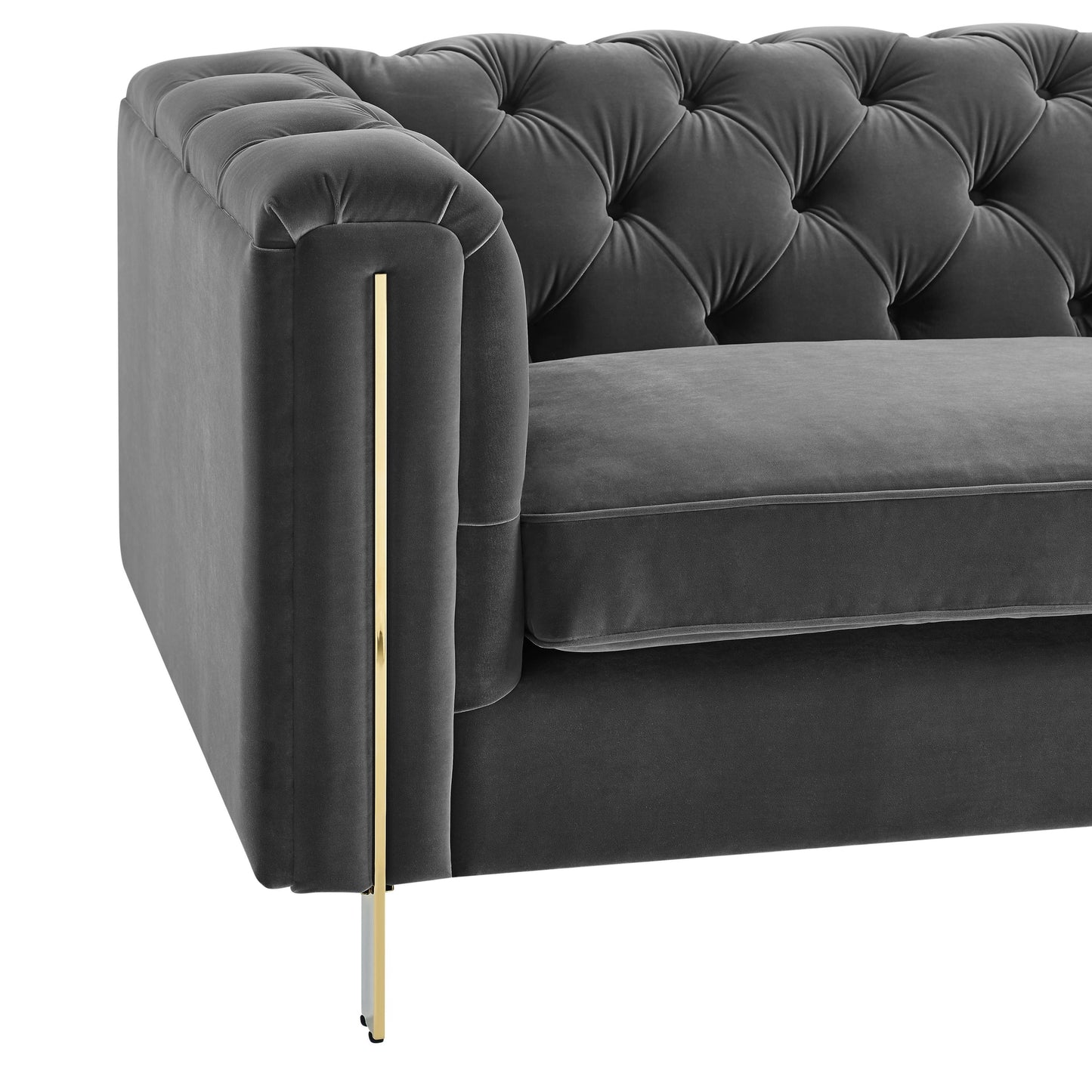 Charlene Velvet Loveseat - Dark Gray