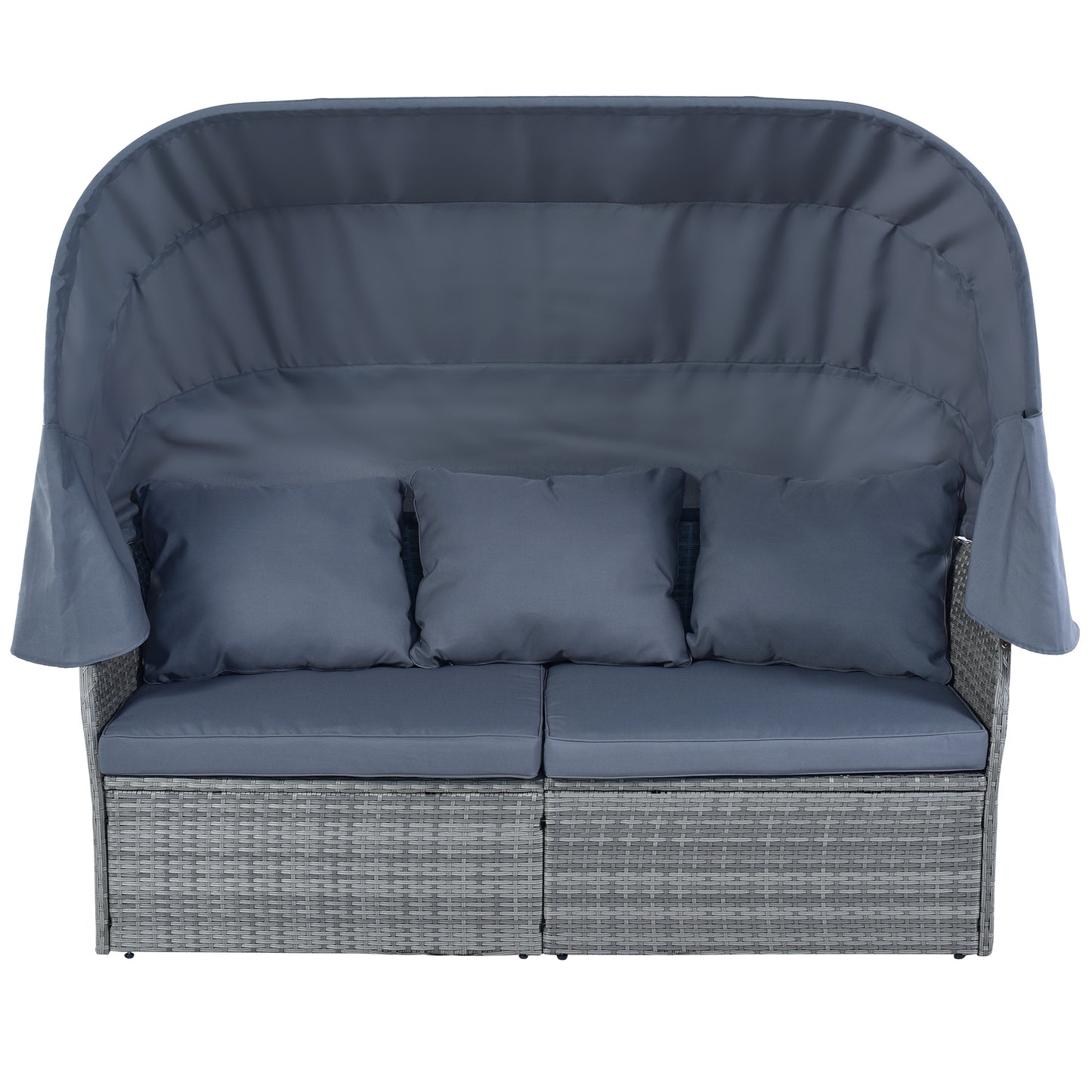 Zella Outdoor Daybed with Retractable Canopy Set - Gray