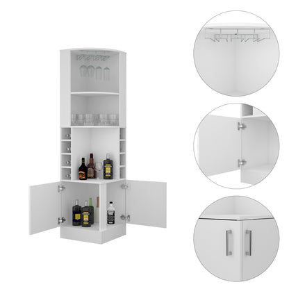 Isabelle 8-Bottle 2-Shelf Bar Cabinet - White