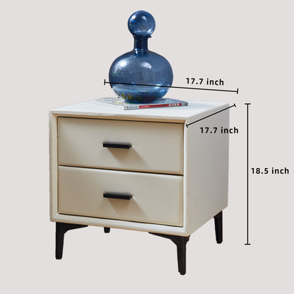 Meu Modern Nightstand with 2 Drawers - Beige