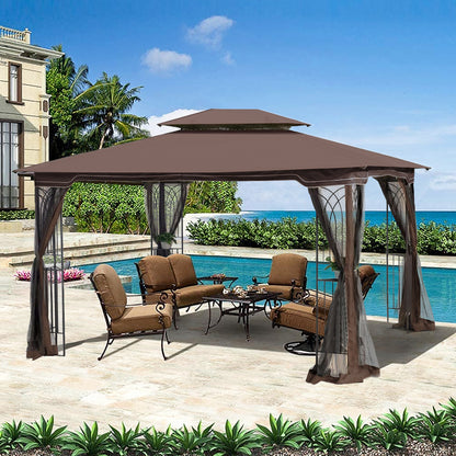 Kay 13 x 10 ft Outdoor Patio Gazebo Canopy Tent - Brown