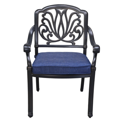 Savanna Patio Outdoor Aluminum Dining Armchair  (Set of 2) - Navy Blue