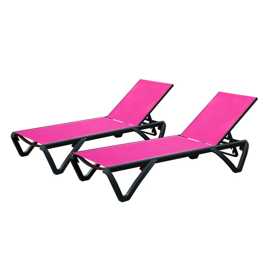 Hartley Outdoor Chaise Lounge (Set of 2) - Rose Red