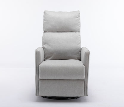 Cotton Linen Fabric Swivel Rocking Chair - Light Gray