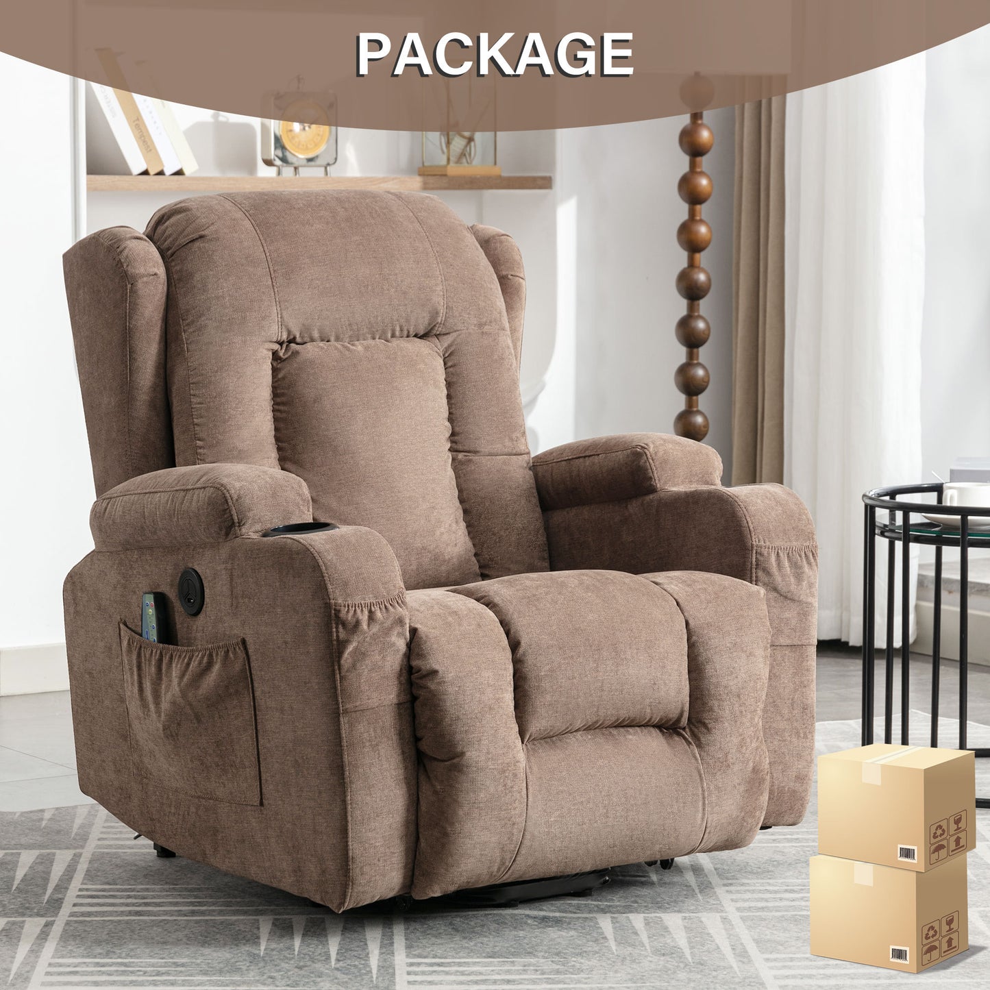 Bonilla Power Lift Recliner Chair - Brown