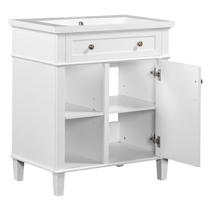 Aqua Bathroom Vanity with Ceramic Sink Set - White