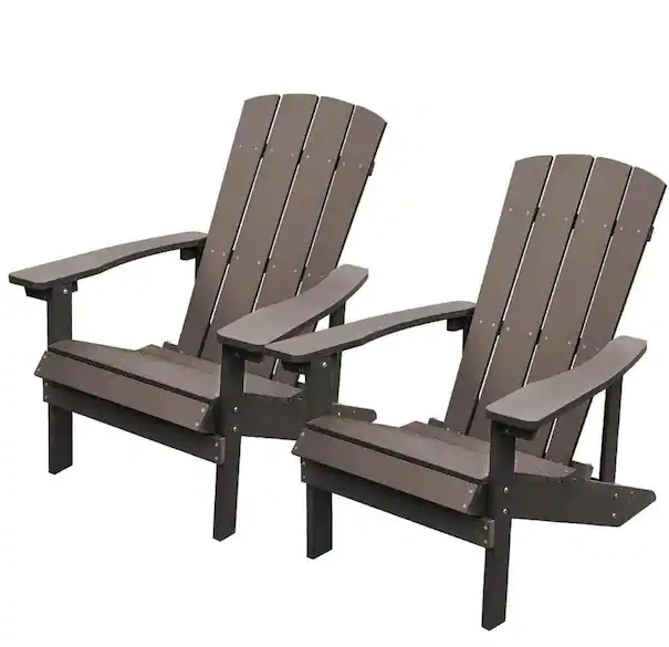 Aleta Patio Hips Plastic Adirondack Chair Lounger (2-Pack) - Coffee