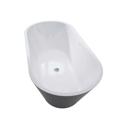 Madison 59" Minimalist  Acrylic Freestanding Soaking Bathtub  -  Matte Black