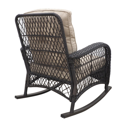 Duke 3 Pc Outdoor Wicker Rocker Patio Bistro Set