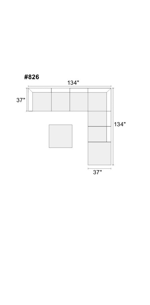 Verma Grey Chenille Modular Sectional 8pc Set 2x Corner Wedge 4x Armless Chairs and 2x Ottomans