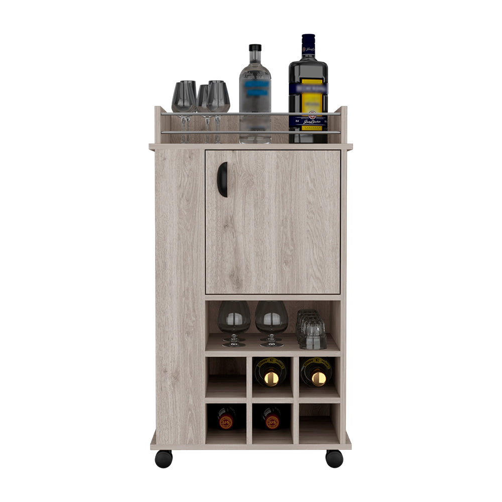 Six Wine Cubbies Bar Cart  - Natural