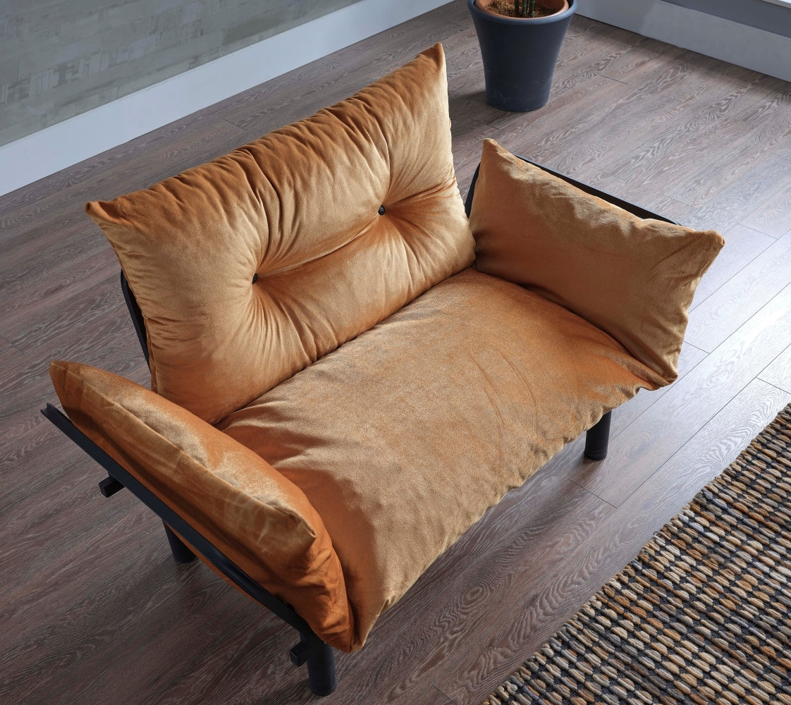 Sona Futon Loveseat - Mustard