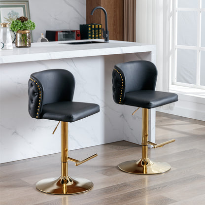 Tufted Swivel Barstools - Black  Set of 2