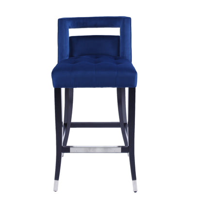 Xavier Suede Velvet Bar Stool - Navy Blue Set of 2