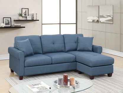 Freya Tufted Cushion Sectional Sofa Chaise  - Blue