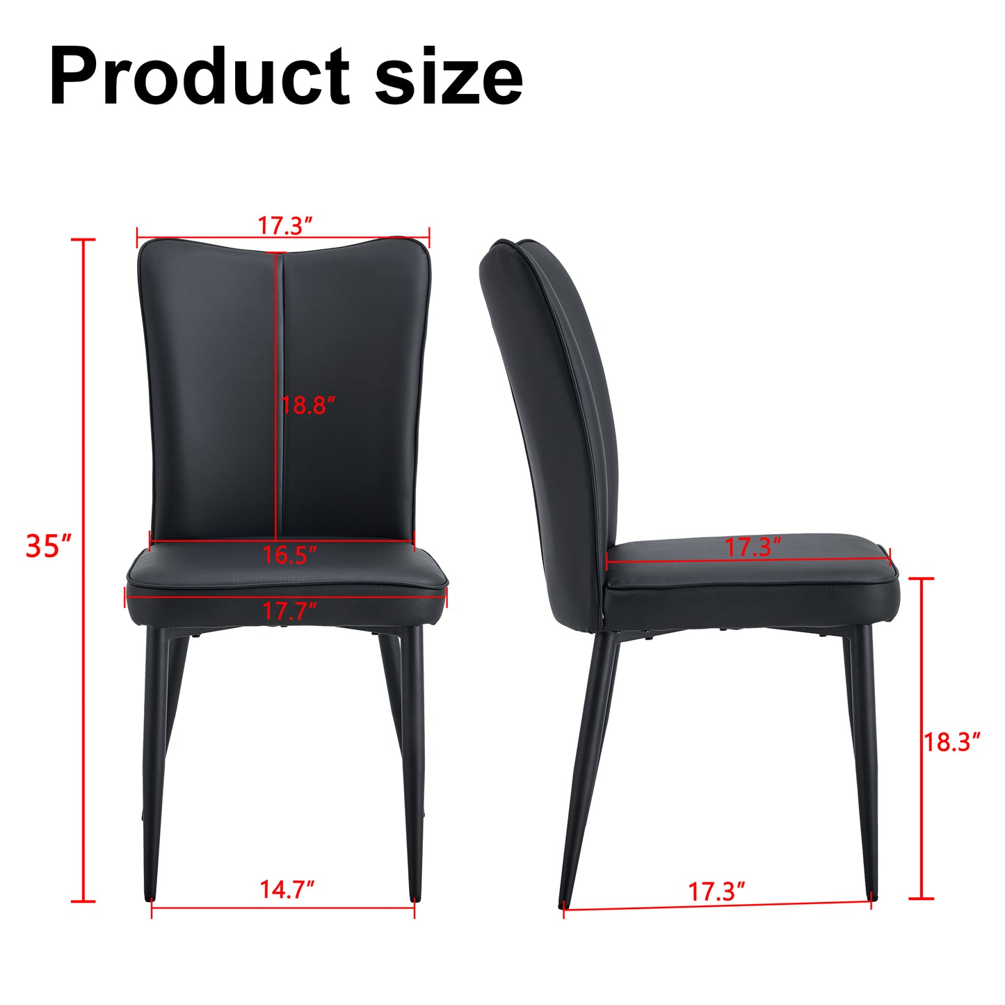 Carver PU Dining Chair Black Metal Leg (Set of 2) - Black