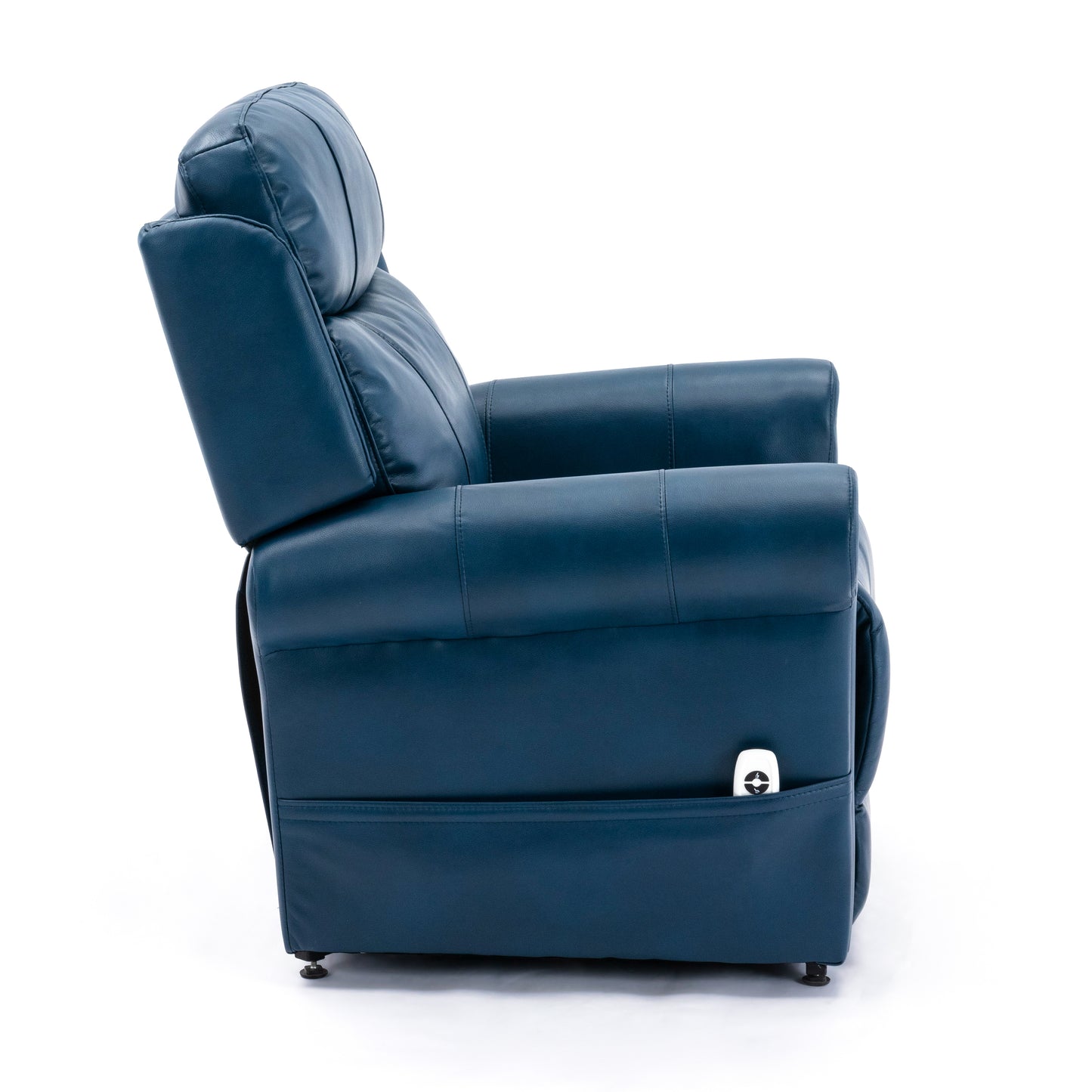 Lowell Leather Gel Lift Chair with Massage - Navy Blue