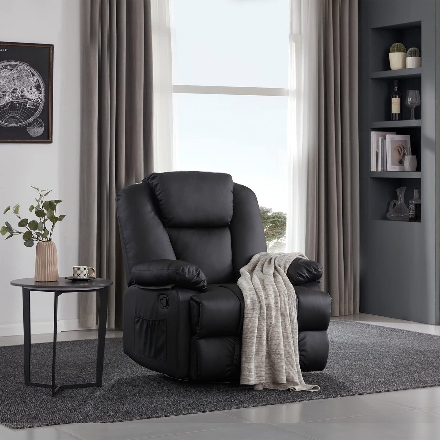 Fraser 360° Swivel Rocker Recliner - Black