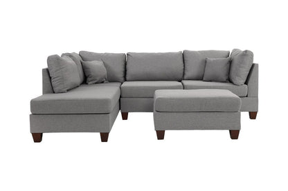 Esra 3pc Sectional Reversible Chaise Sofa And Ottoman - Grey