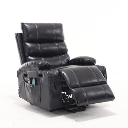 Elias Large Power Lift Recliner Chair with Massage - Black