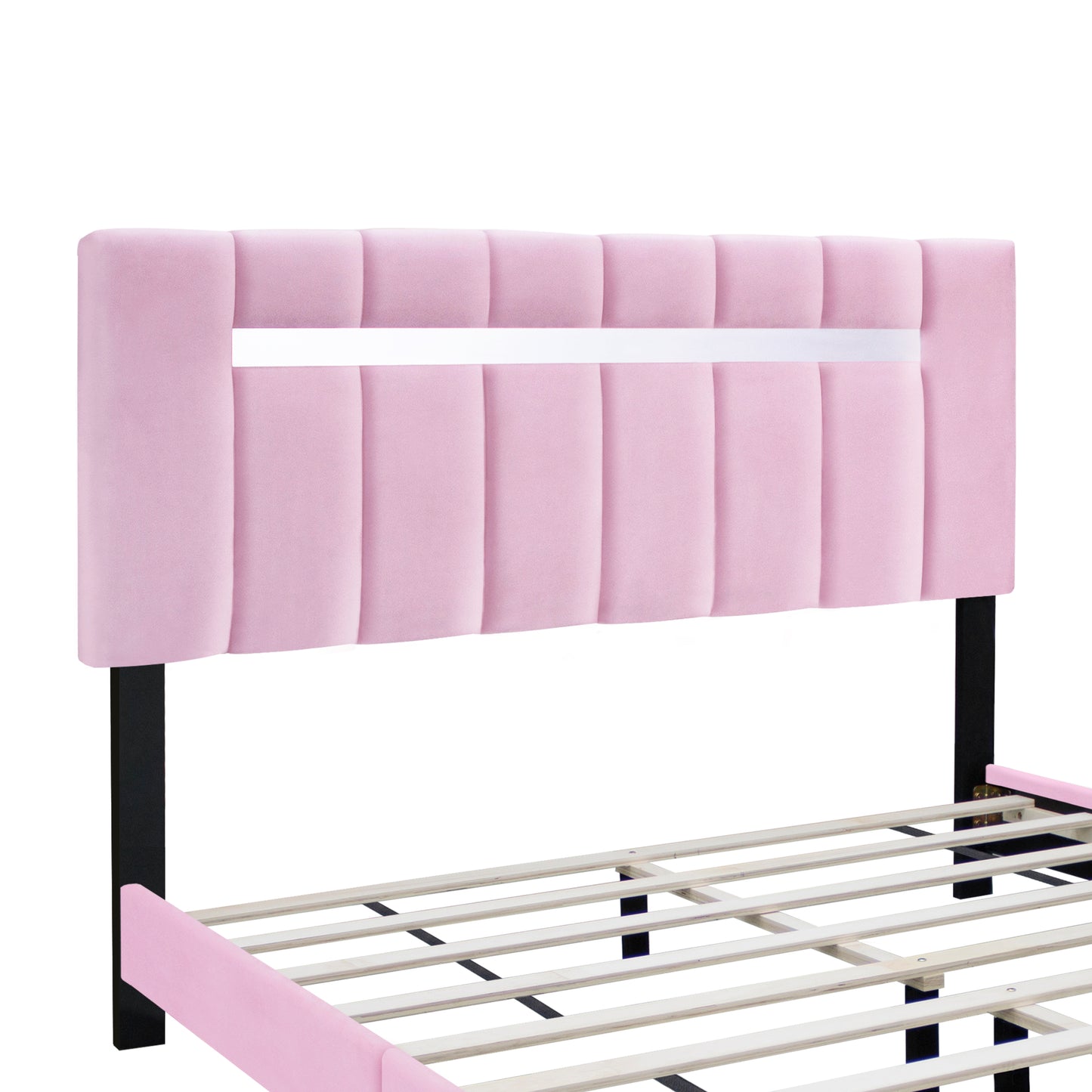 York Queen Size Platform Bed with Adjustable Height - Pink