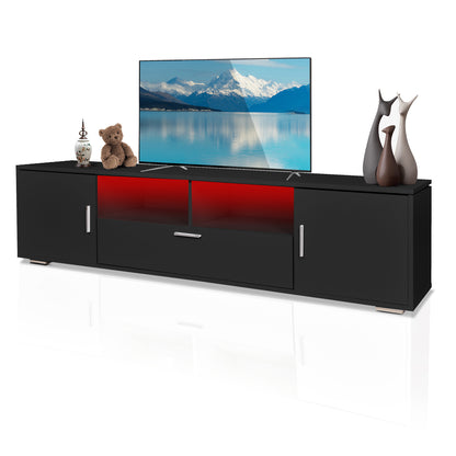 Comet TV stand with LED Lights Entertainment Center - Black