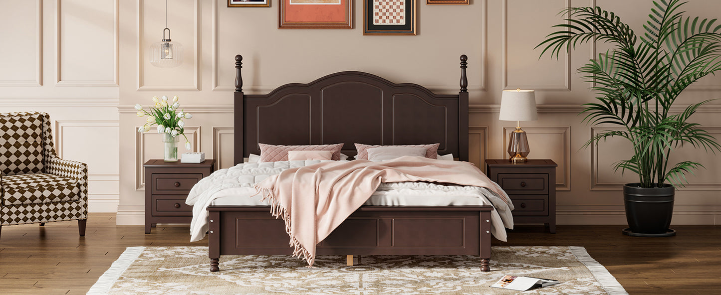 Quarto Queen Size Wood Platform Bed Frame - Dark Walnut