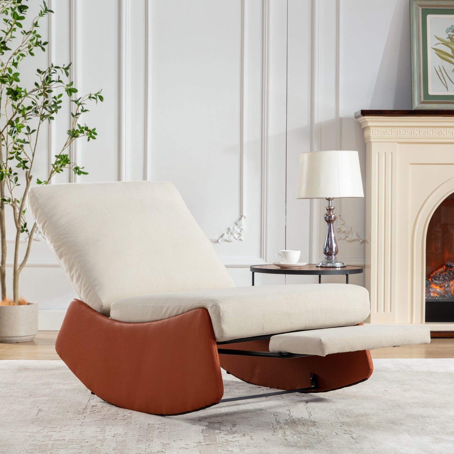 Stella Modern Rocking Chair Recliner - Orange+Beige