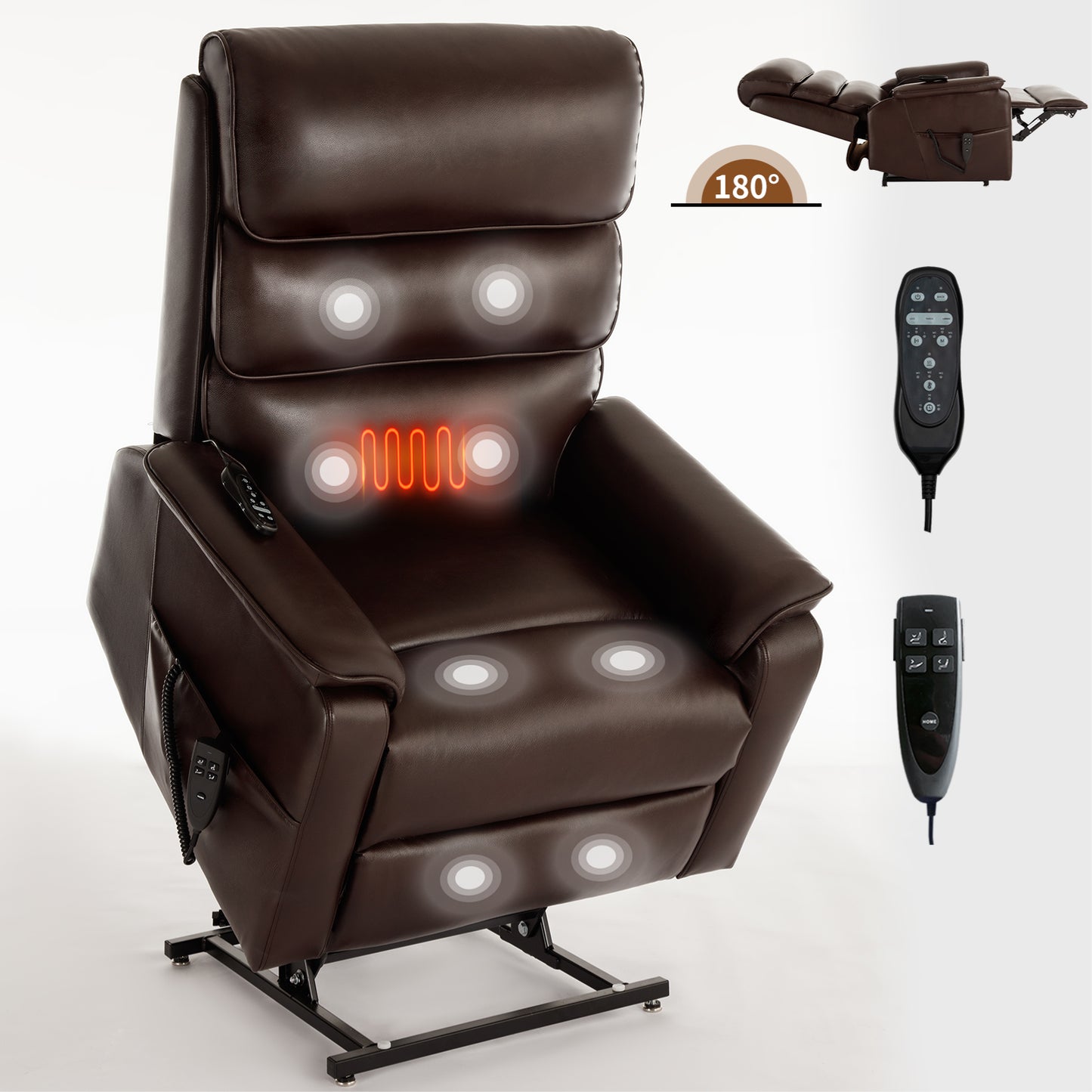 Hannah Power Lift Leather Recliner Chair with Heat Massage - Gray