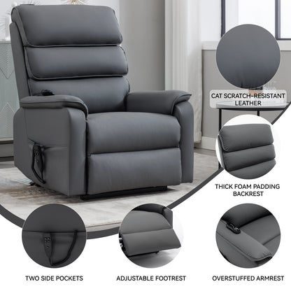 Hannah Power Lift Leather Recliner Chair with Heat Massage - Gray