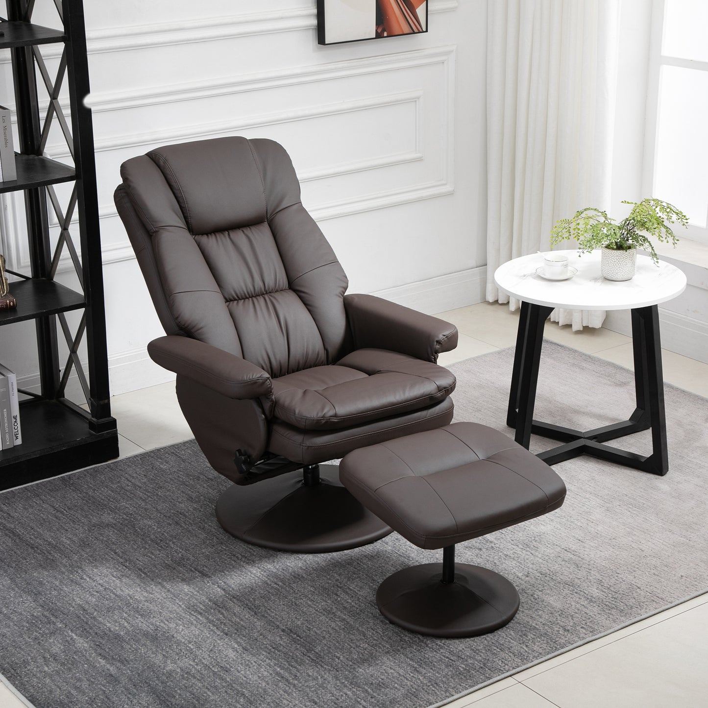 Morgan 360° Swivel Recliner Chair with Ottoman - Brown