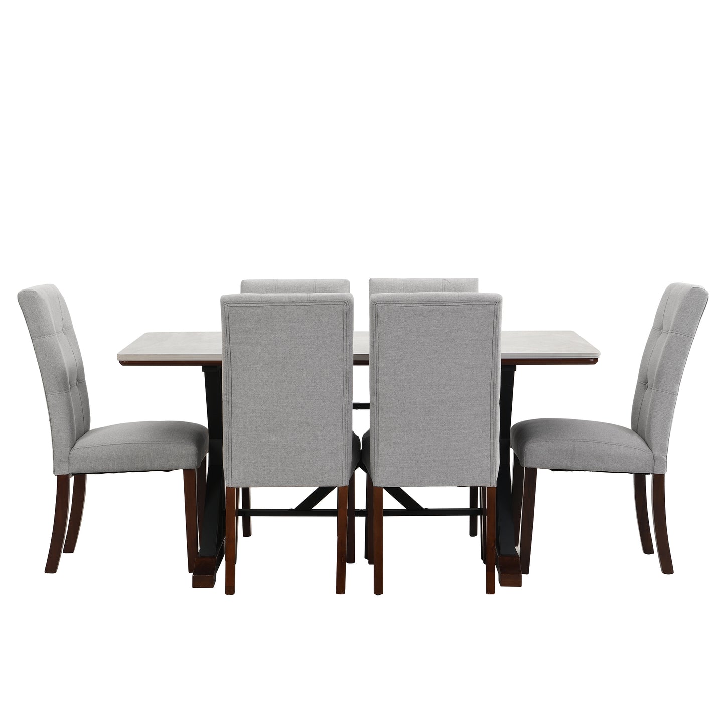 Zelma 7pc Dining Set Dining Table 6x Side Chairs - Gray