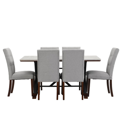 Zelma 7pc Dining Set Dining Table 6x Side Chairs - Gray