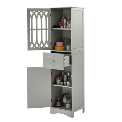 Statured Bathroom Cabinet with Drawer and Doors - Gray