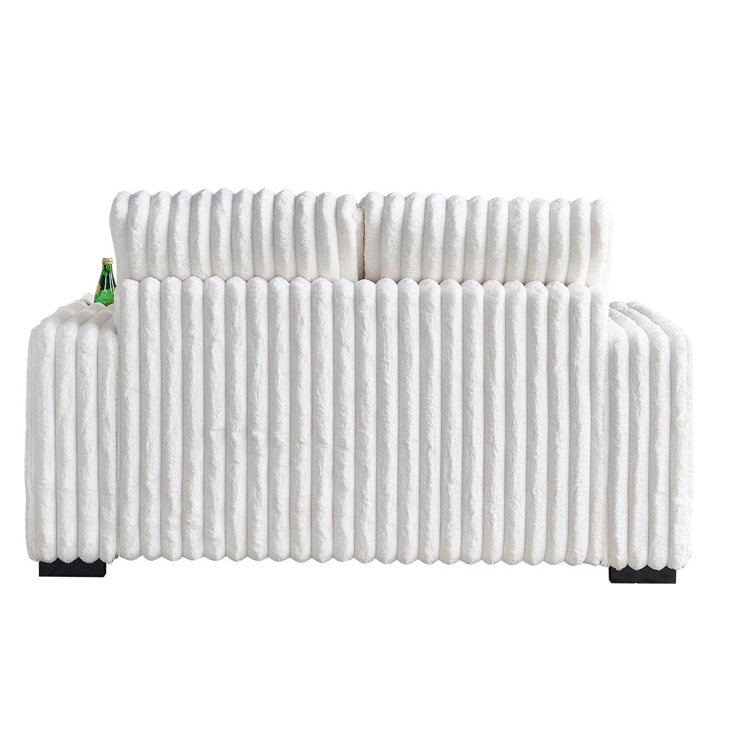 Gene Square Arm Loveseat With Ottoman - Beige