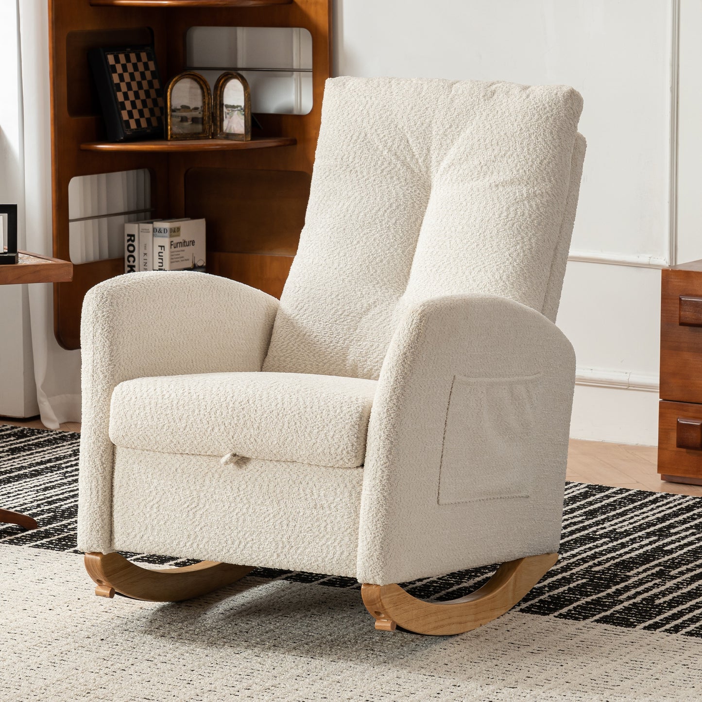 Sion Accent Rocking Chair with Footrest - Beige