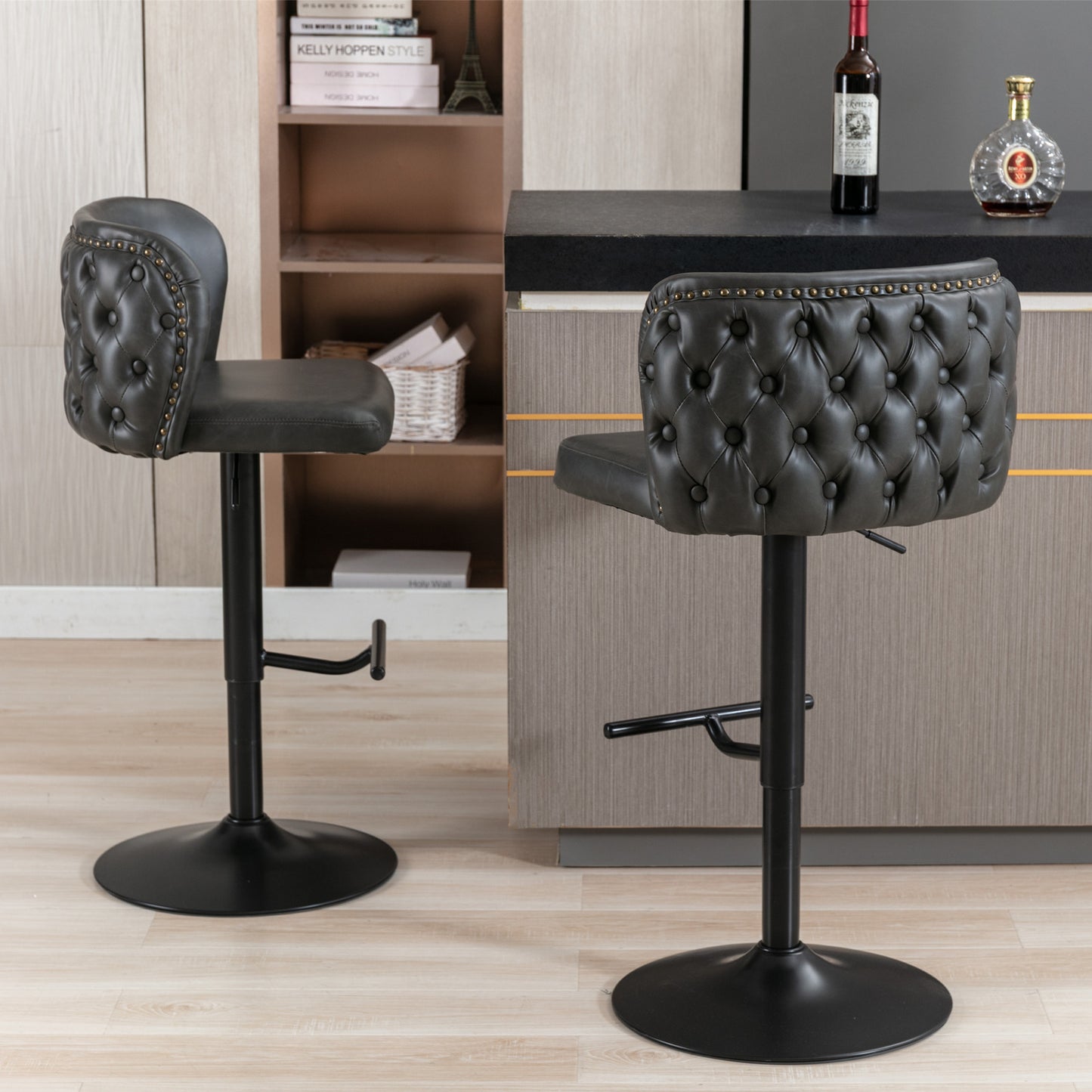 Apex Swivel Barstools - Dark Gray  Set of 2