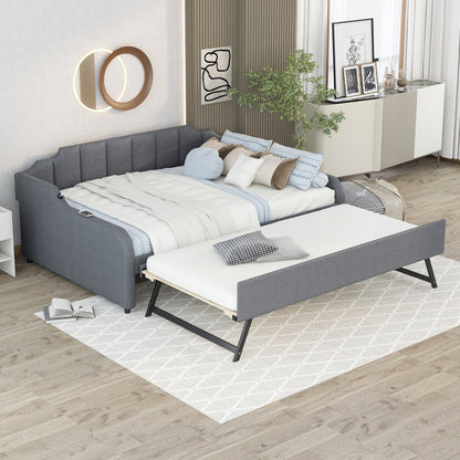 Clair Full Size Daybed with Trundle and USB Chargings - Gray