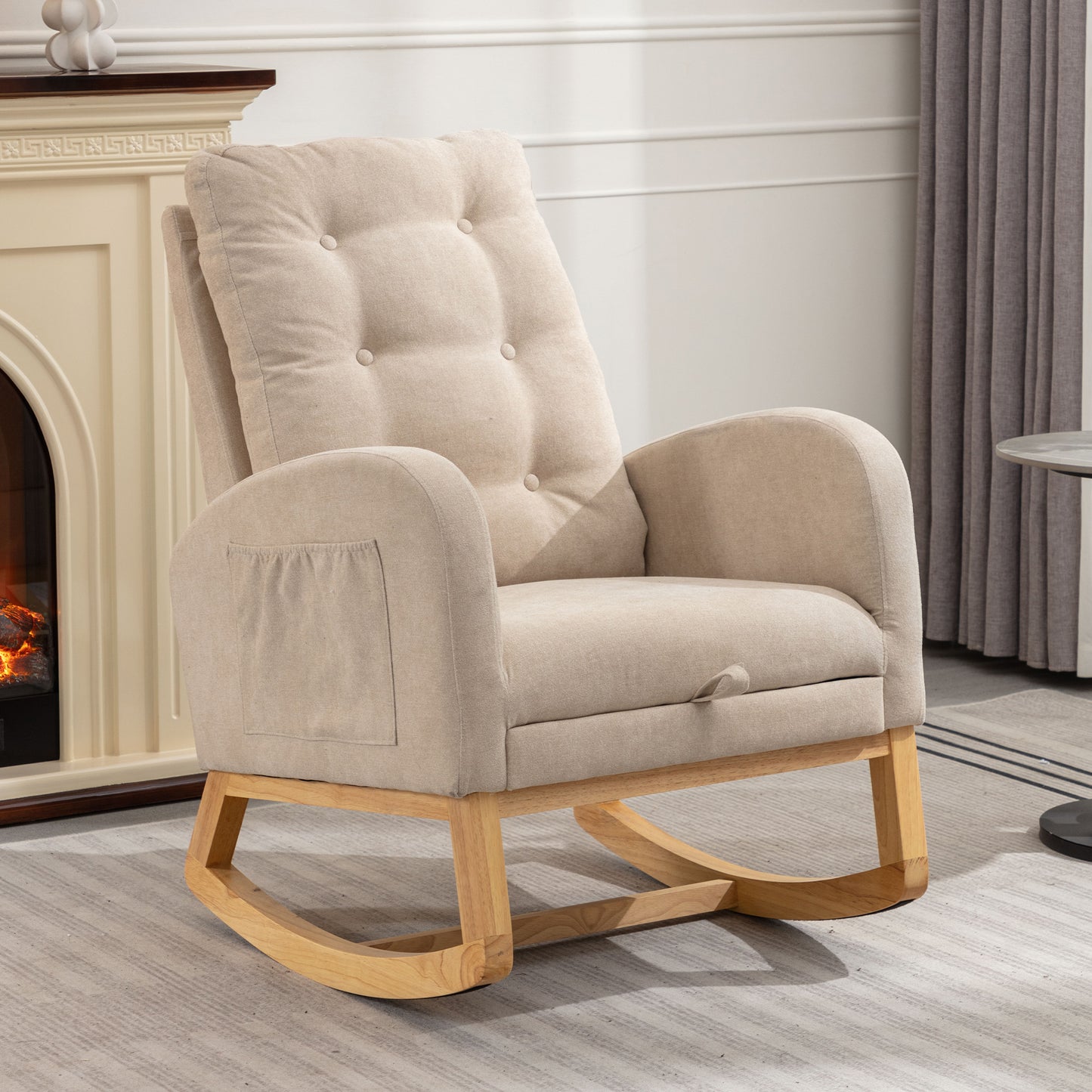 Bruce Accent Rocking  Chair with  Footrest - Beige