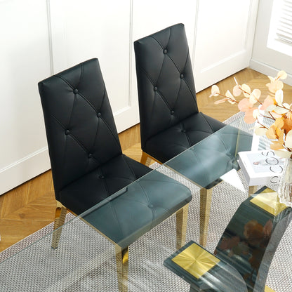 Valerio Pu Dining Chairs with Gold Leg (Set of 2) - Black