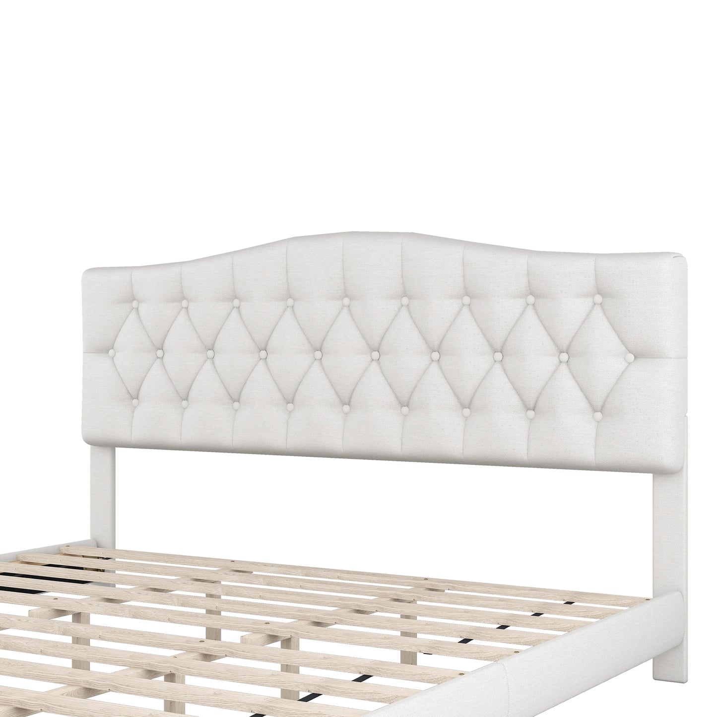 Domoni King Size Platform Bed Frame - Beige