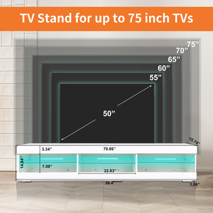 Bruso LED TV Stand Entertainment Center - White